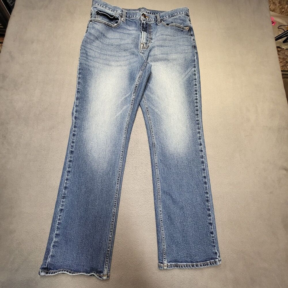 Old Navy Jeans Mens 35x30 Blue Straight Leg Distressed Denim Stretch